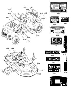 Decal Group Diagram and Parts List for 2690999-MT155420H 2012 Briggs and Stratton Lawn Tractor